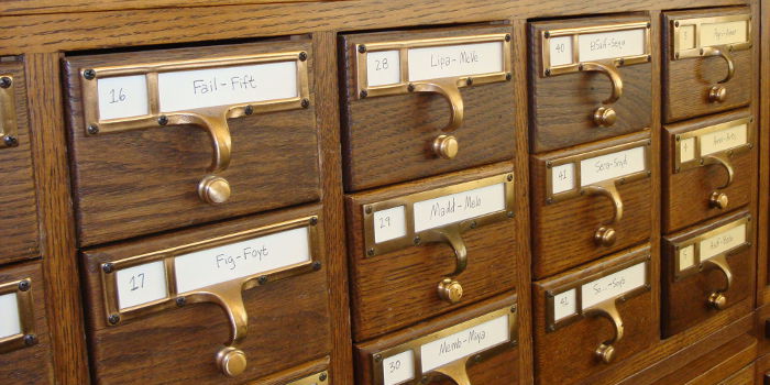 Picture of a library card catalogue